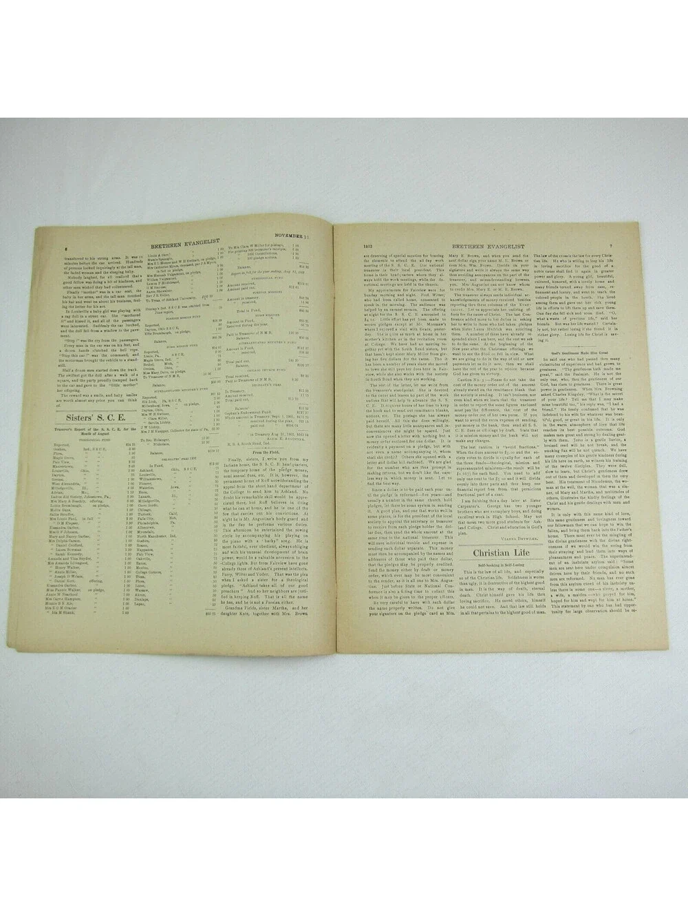 Brethren Evangelist Christian Newspaper Ashland Ohio Antique November 12th 1902